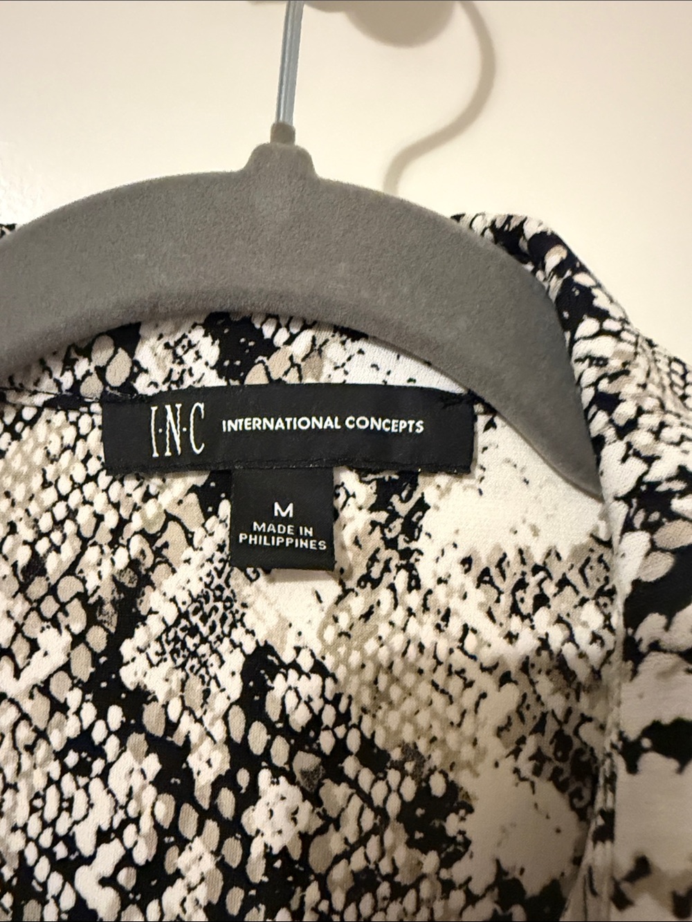 Snake Print Long Sleeve Wrap Dress in Black and White - Picture 2 of 3